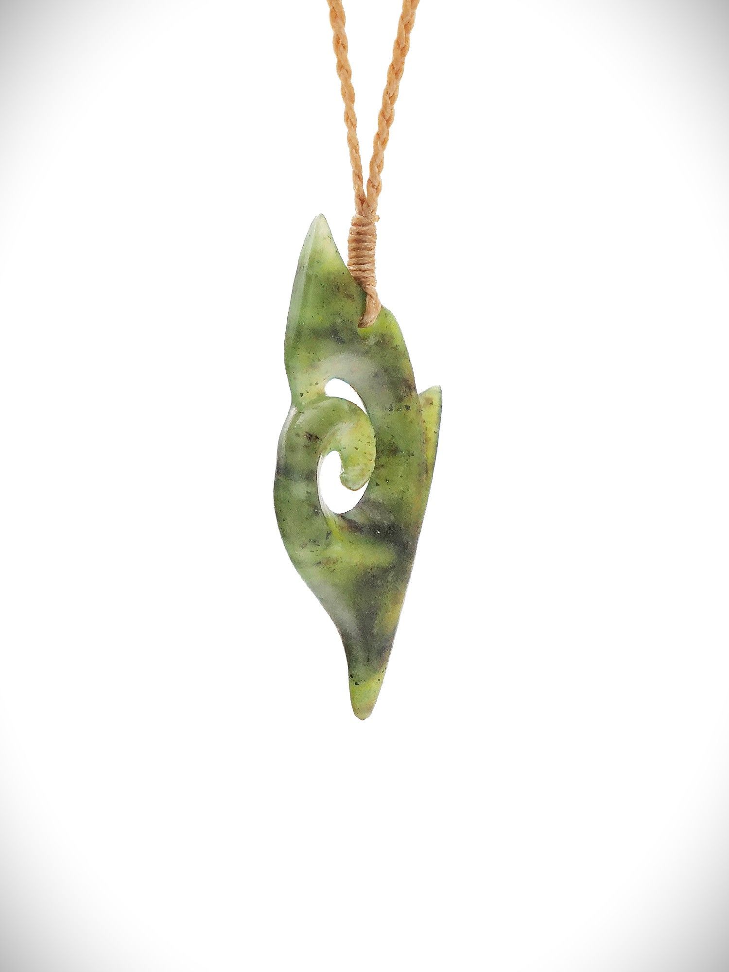 Moko Pounamu Contemporary Koru NZ Genuine Totoweka Greenstone - Hakaru