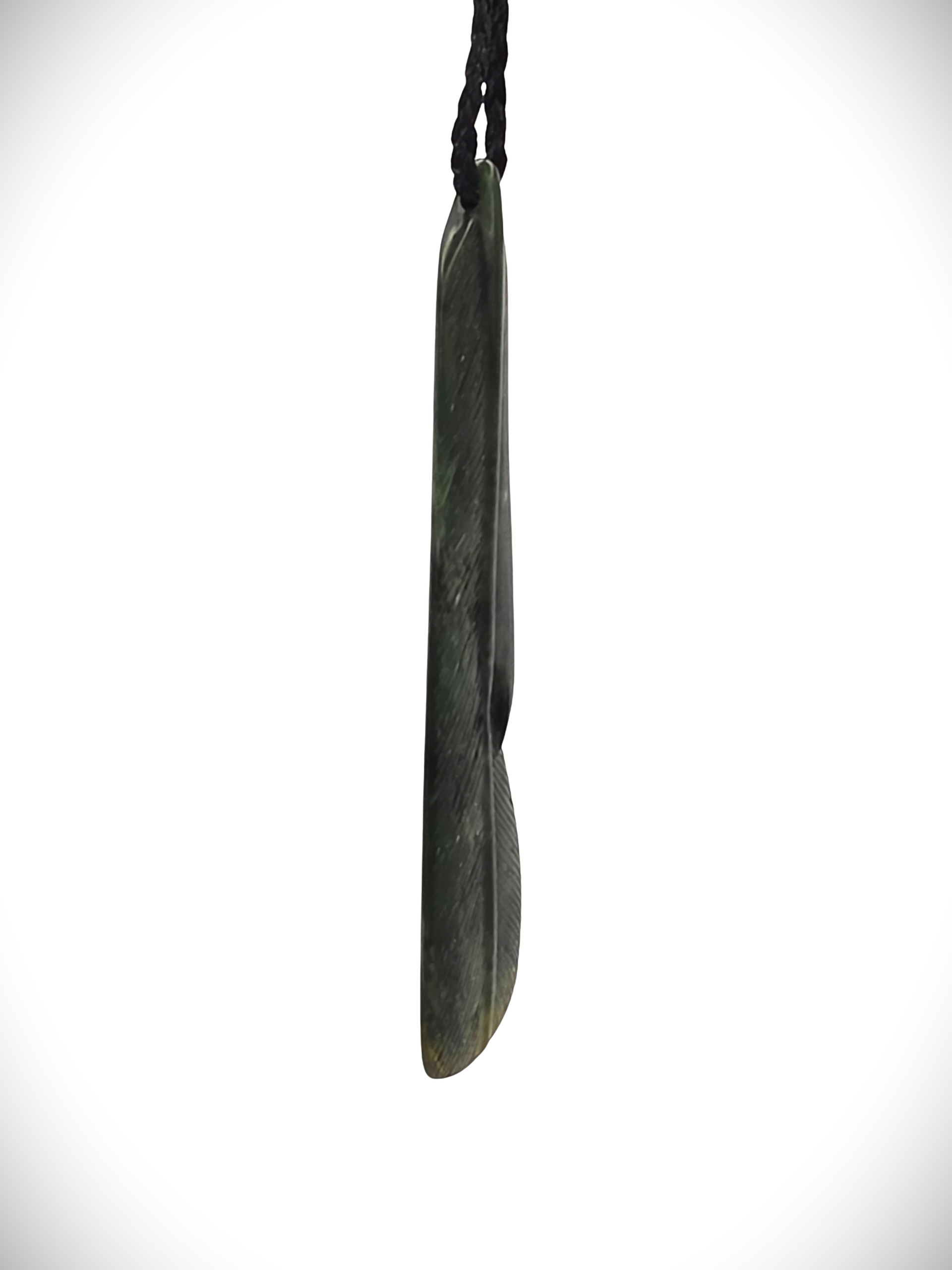 Moko Pounamu Feather Genuine NZ Kawakawa Greenstone - Mokoia