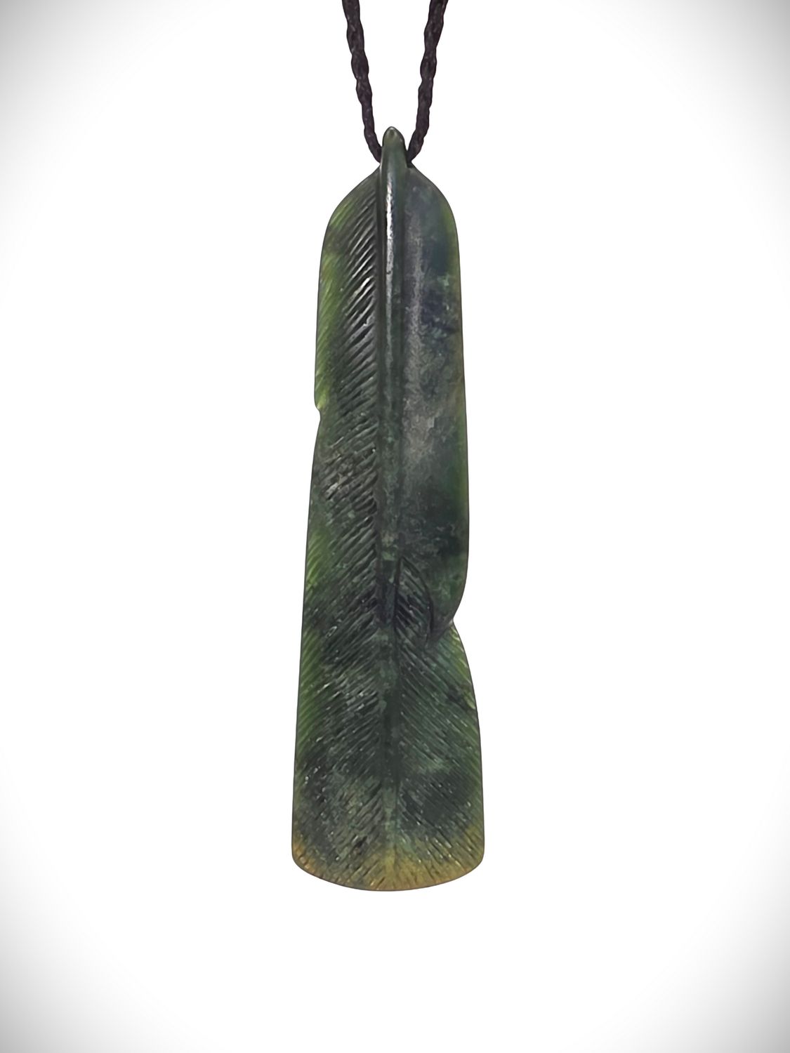 Moko Pounamu Feather Genuine NZ Kawakawa Greenstone - Mokoia