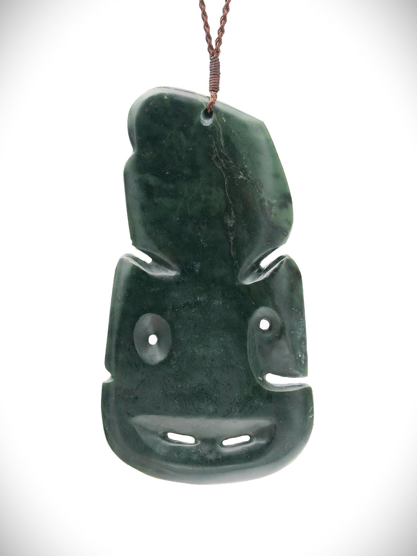 Moko Pounamu Hei Tiki Genuine NZ Kawakawa Greenstone - Otaika
