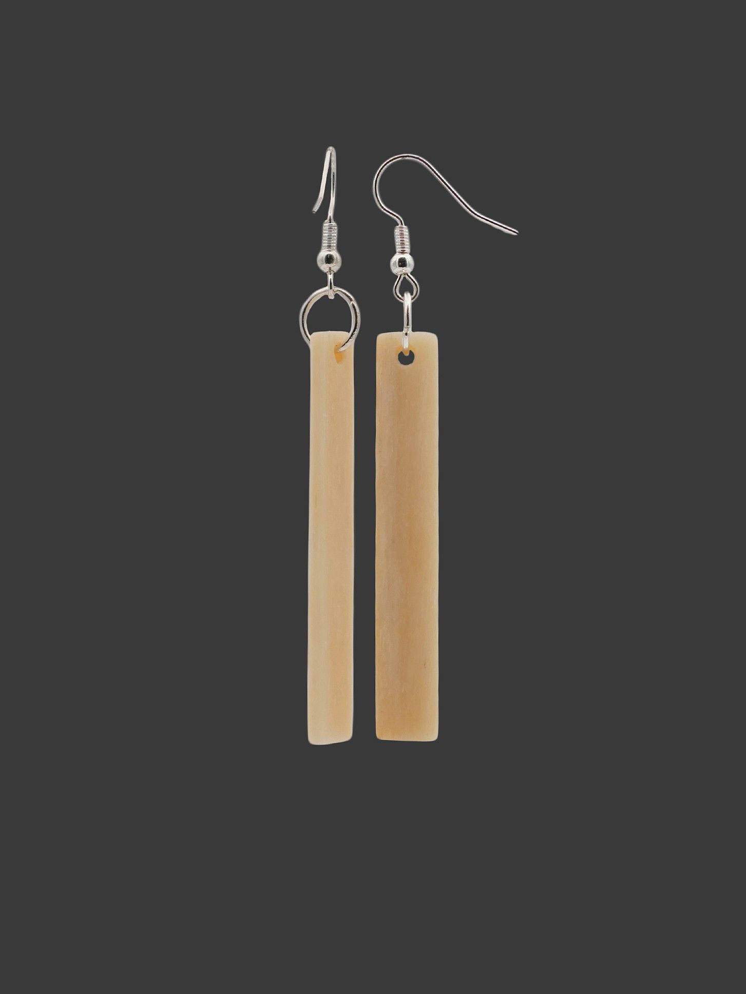 Moko Pounamu Whale Bone Sterling Silver Earrings - Whangaripo