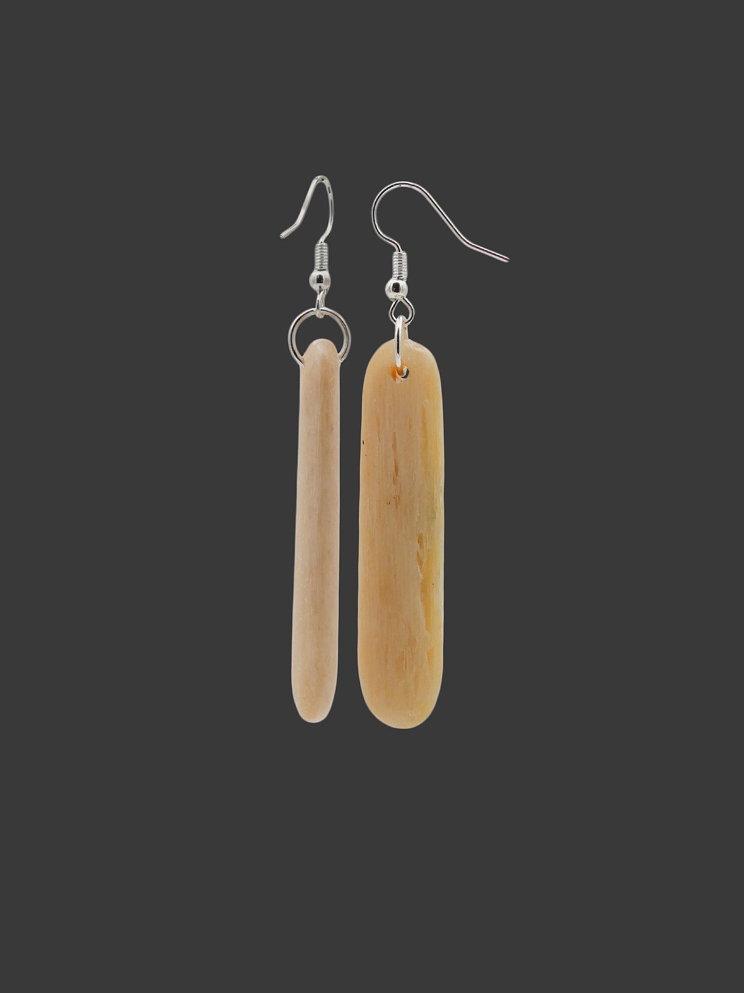 Moko Pounamu Whale Bone Sterling Silver Earrings - Hakaru