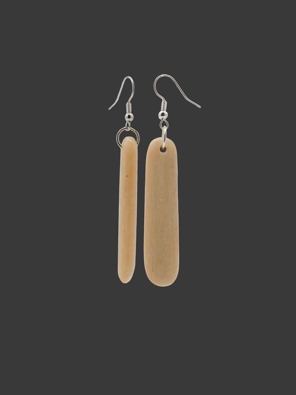 Moko Pounamu Whale Bone Sterling Silver Earrings - Hakaru
