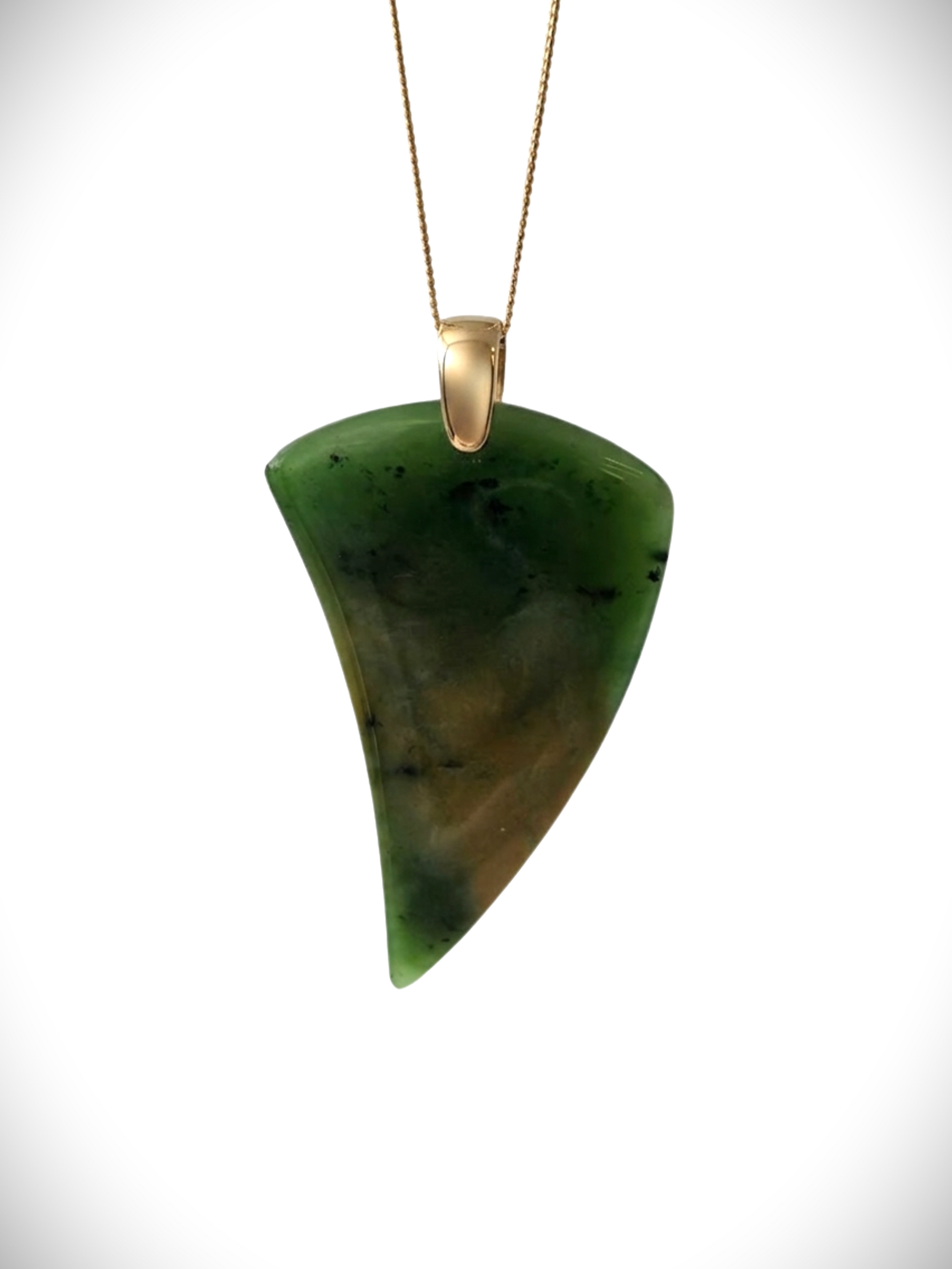 Moko Pounamu Rei Niho NZ Genuine Kahurangi Pounamu & 9ct Gold 19288