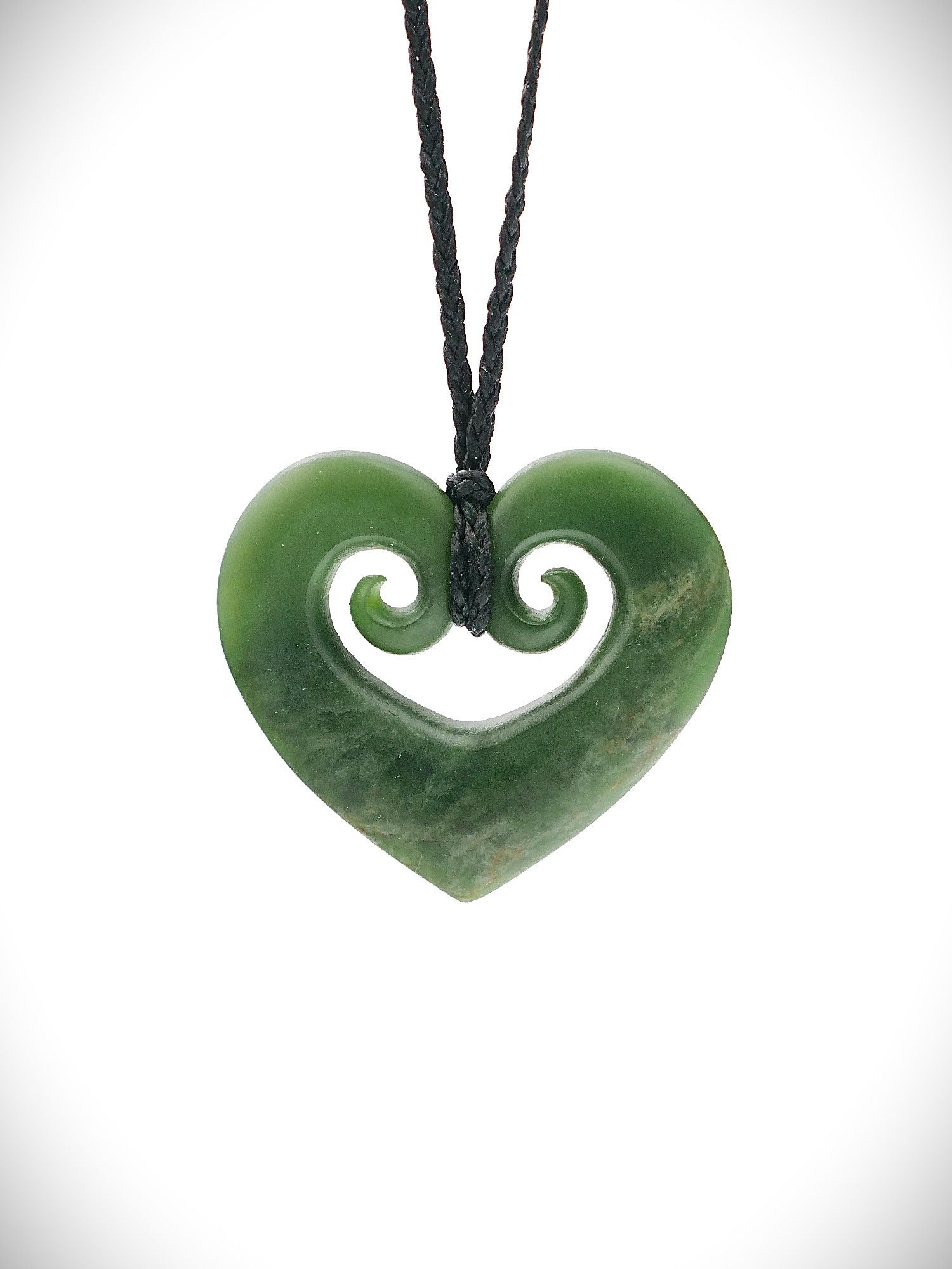Moko Pounamu Heart NZ Genuine Kawakawa Greenstone - Mahaki