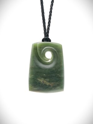 Moko Pounamu Toki with Koru NZ Genuine Kawakawa Greenstone - Mauriora