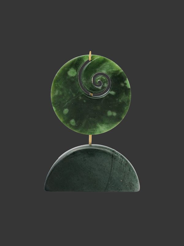 Moko Pounamu Koru NZ Genuine Kahotea Greenstone - Parangi
