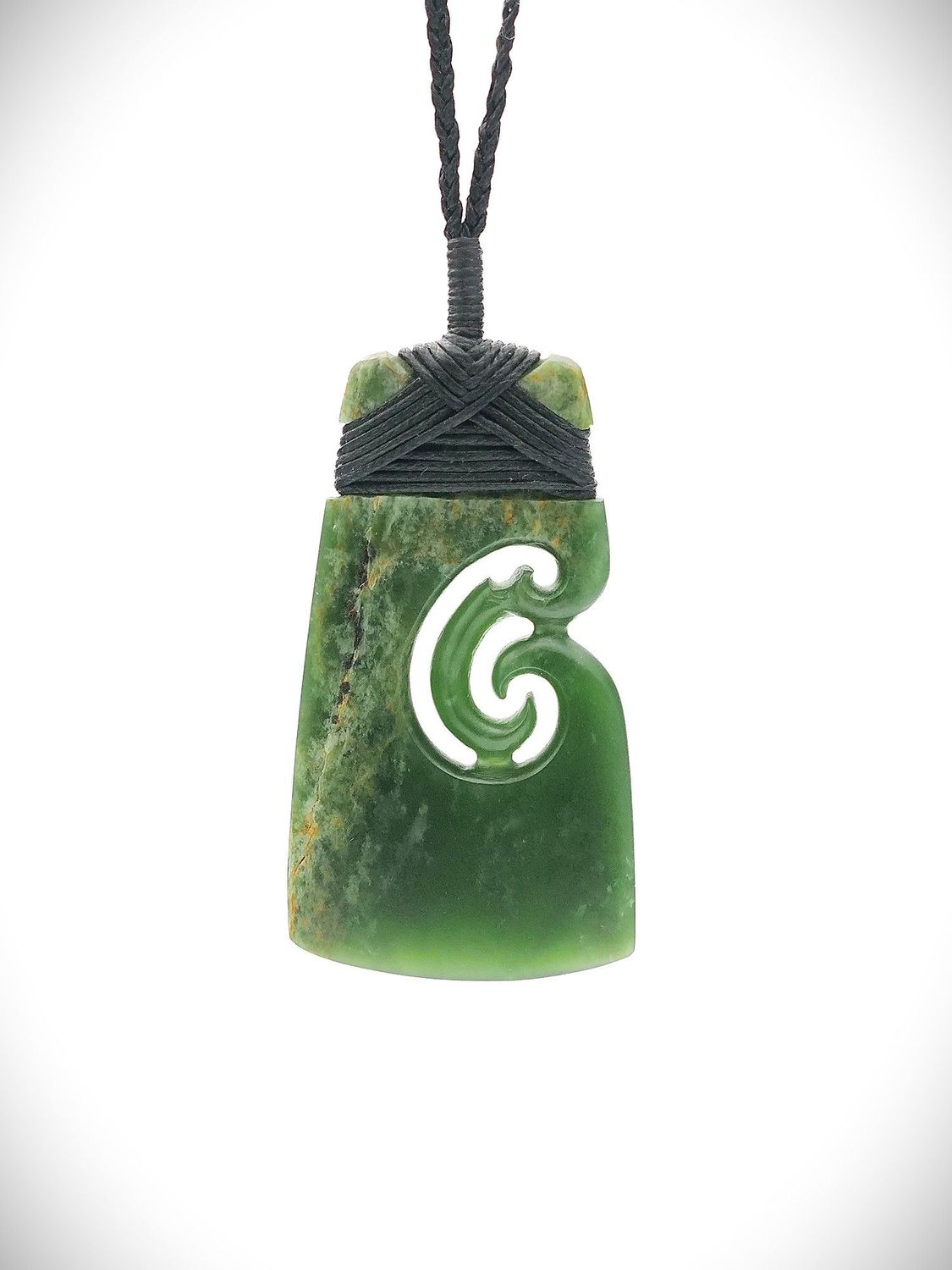 Moko Pounamu Toki with Koru NZ Genuine Kawakawa Greenstone - Maurea