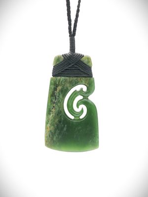 Moko Pounamu Toki with Koru NZ Genuine Kawakawa Greenstone - Maurea