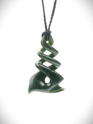 Moko Pounamu Contemporary Triple Pikorua (Twist) NZ Genuine Kawakawa Greenstone - Ngapuhi