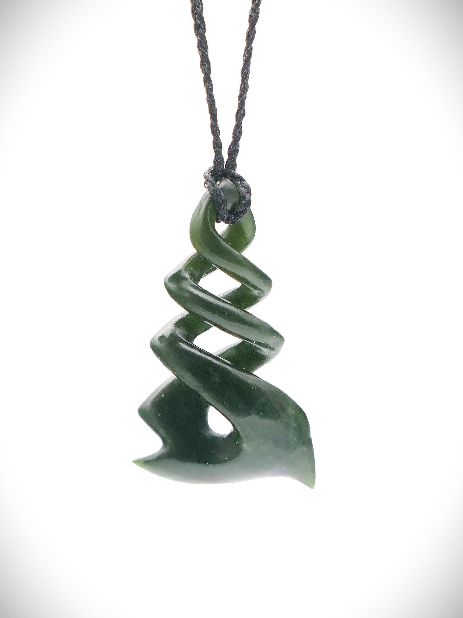 Moko Pounamu Contemporaey Triple Pikorua (Twist) NZ Genuine Kawakawa Greenstone - Ngapuhi