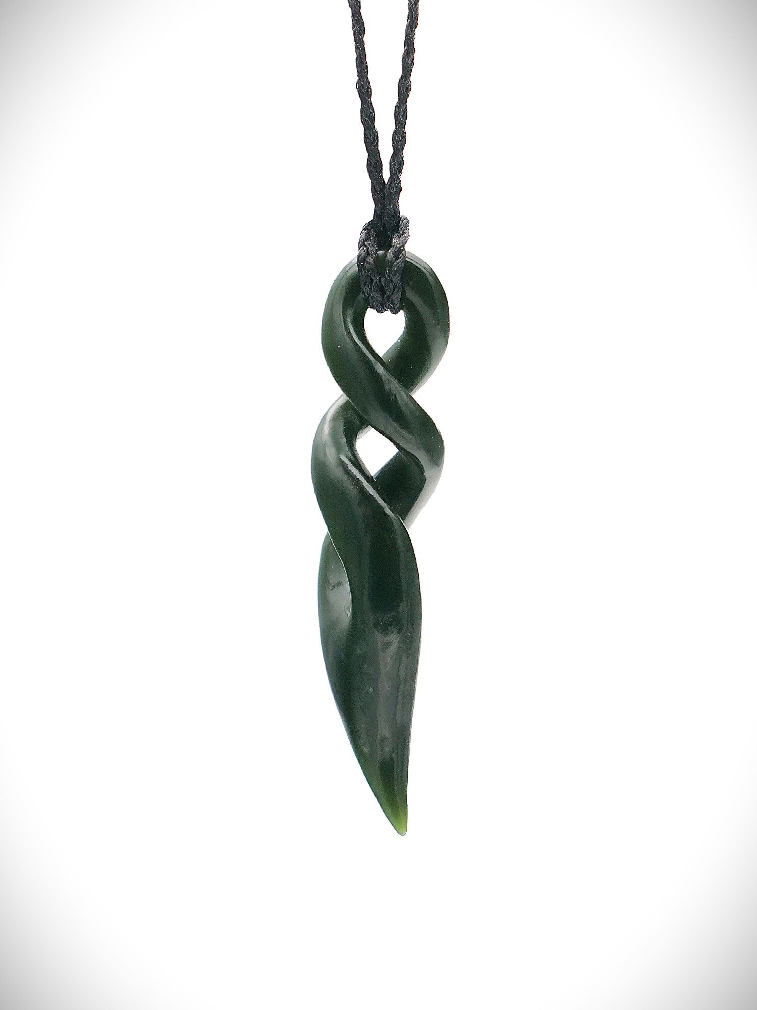 Moko Pounamu Double Pikorua (Twist) NZ Genuine Kawakawa Greenstone - Hohepa