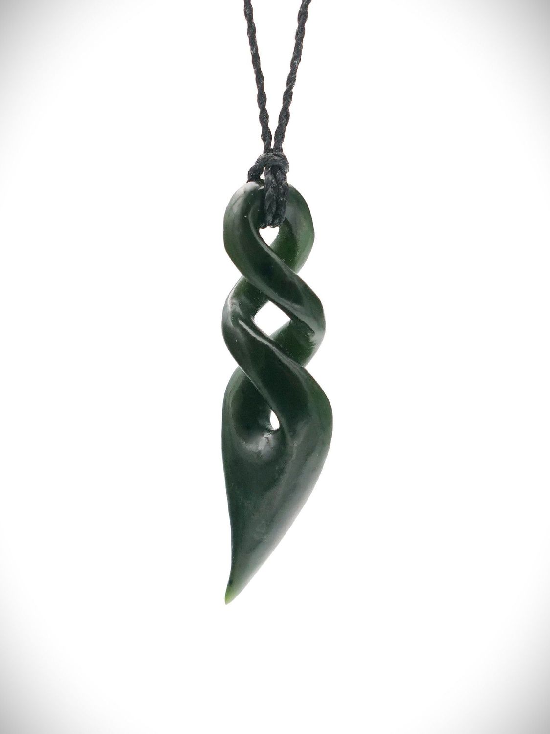 Moko Pounamu Double Pikorua (Twist) NZ Genuine Kawakawa Greenstone - Hohepa