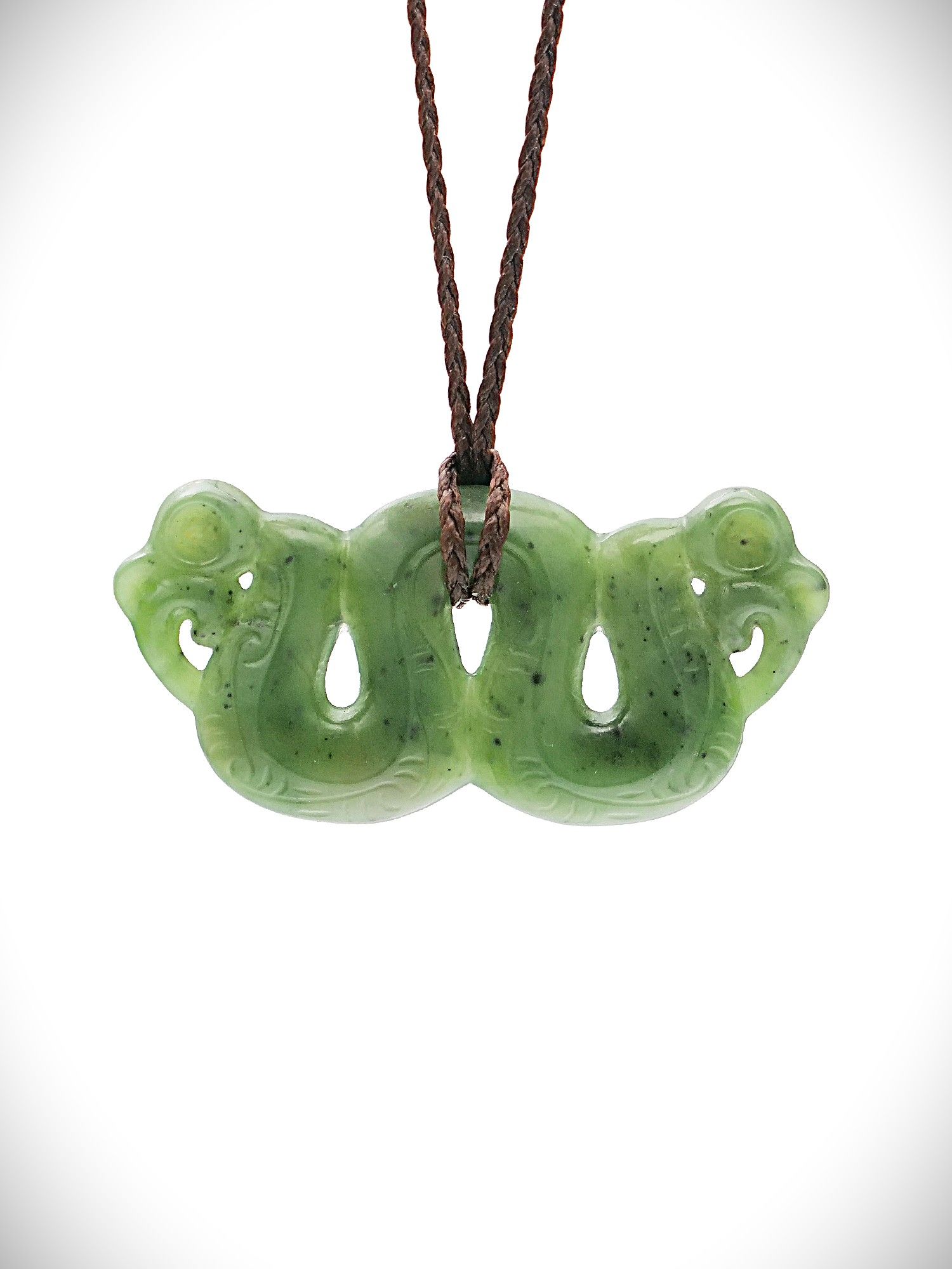 Moko Pounamu Double Manaia Genuine NZ Kahurangi Greenstone - Korimako