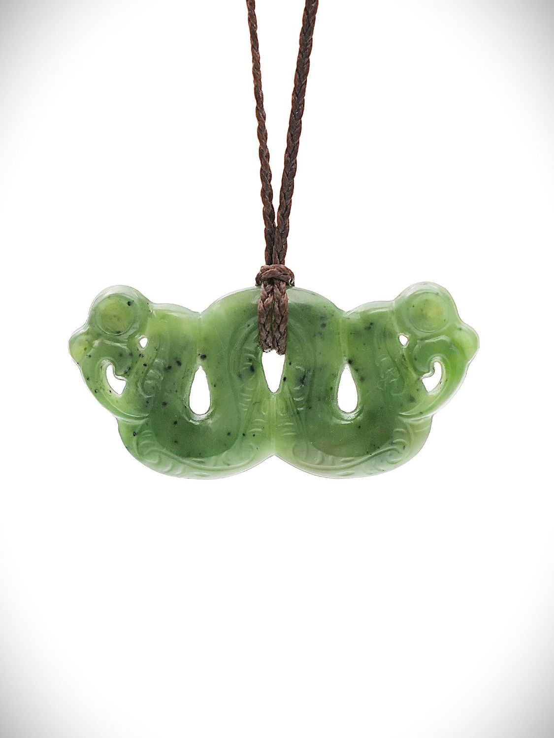 Moko Pounamu Double Manaia Genuine NZ Kahurangi Greenstone - Korimako Moko Pounamu Double Manaia Genuine NZ Kahurangi Greenstone - Korimako