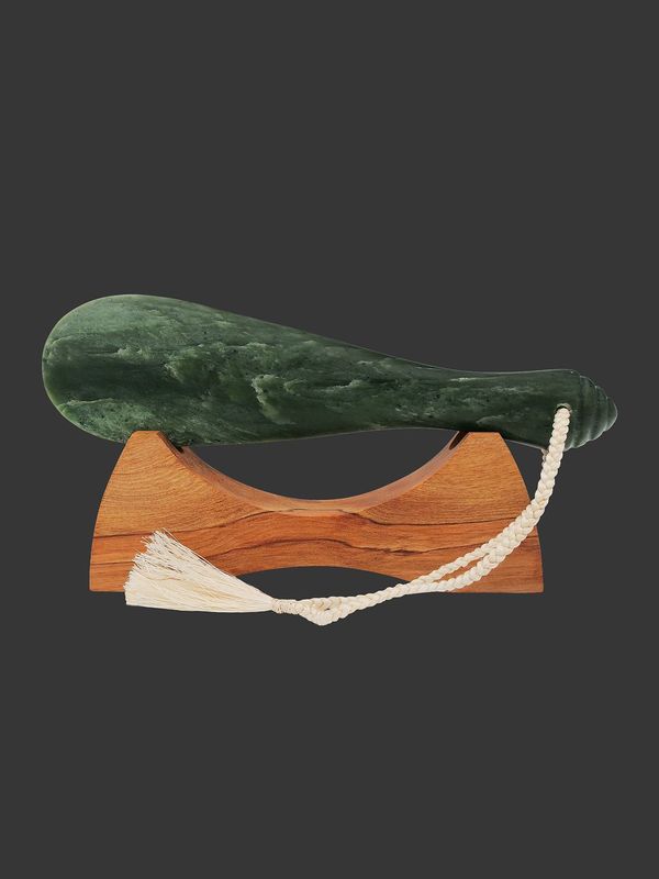 Moko Pounamu Mere Sculpture NZ Genuine Kawakawa Pounamu - Ahuroa