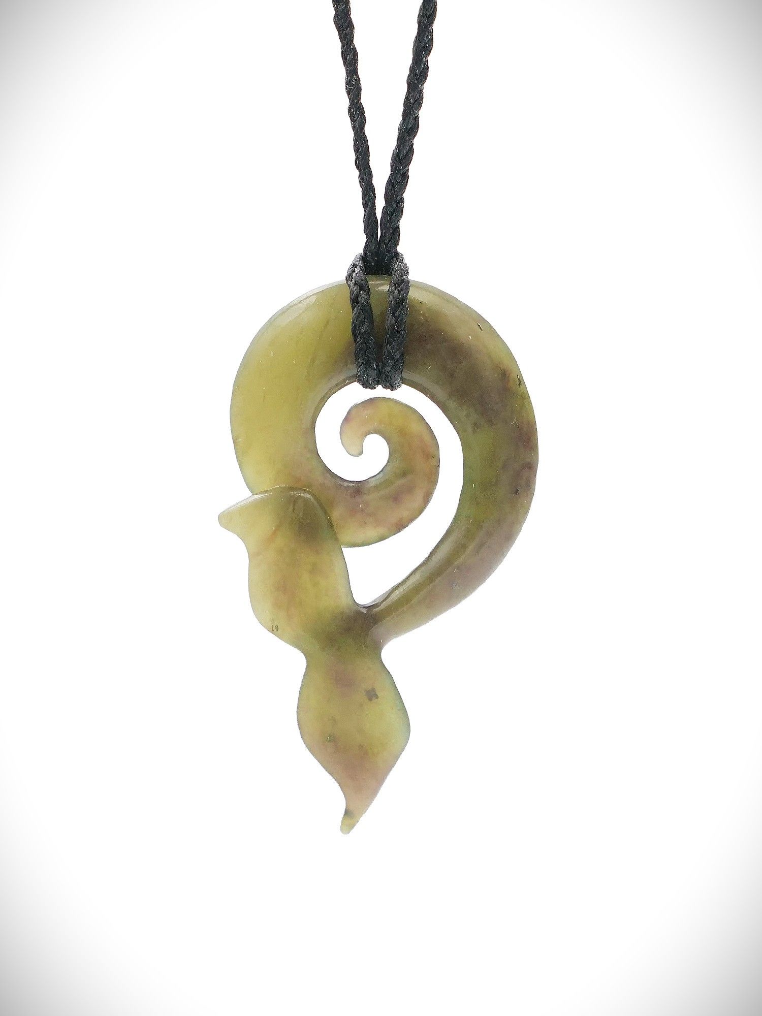 Moko Pounamu Contemporary Design NZ Genuine Totoweka Whale Tail Koru Greenstone - Motiti