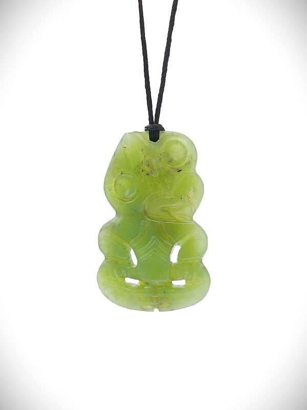 Moko Pounamu Pepi Hei Tiki NZ Genuine kahurangi Greenstone - Muriwai