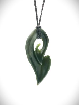 Moko Pounamu Comtemporary Koru NZ Genuine Auhunga Greenstone - Kuratau