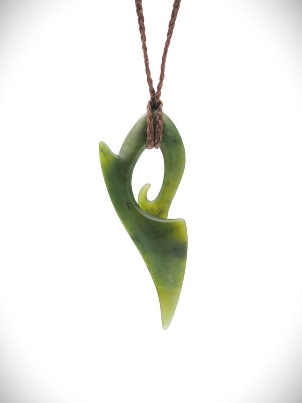 Moko Pounamu Comtemporary Koru NZ Genuine Kawakawa Greenstone - Kohi