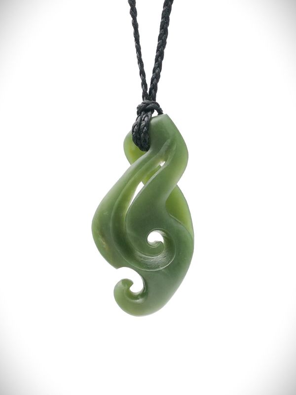 Moko Pounamu Contemporary Pikorua (Twist) NZ Genuine Kahurangi Greenstone - Korokoro