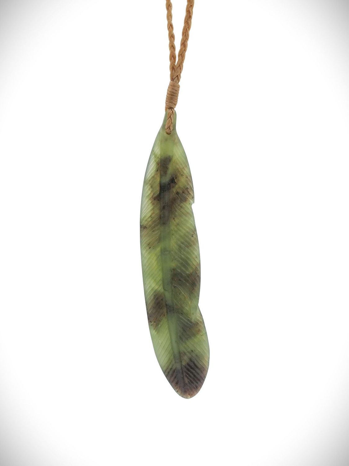 Moko Pounamu Feather NZ Genuine Totoweka Greenstone Huru (Feather) -Kanuka
