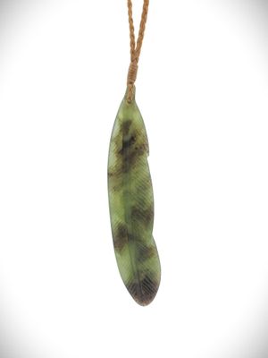 Moko Pounamu Feather NZ Genuine Totoweka Greenstone - Kanuka