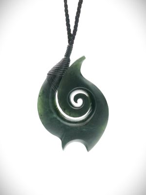 Moko Pounamu Contemporary Koru NZ Genuine Kawakawa Greenstone - Kaiaua Moko Pounamu Contemporary Koru NZ Genuine Kawakawa Greenstone - Kaiaua