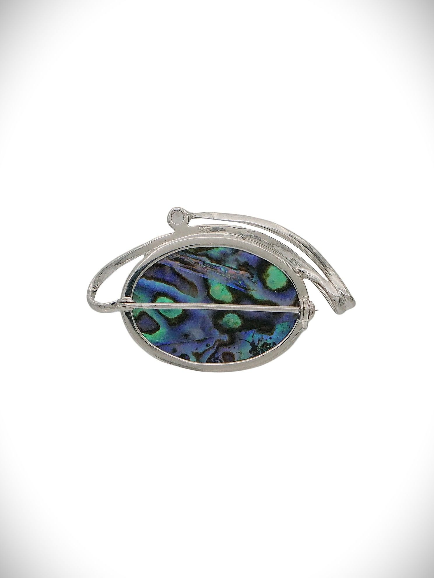 Moko Pounamu Oval Brooch Marsden Flower Greenstone and Sterling Silver - Takahiwai