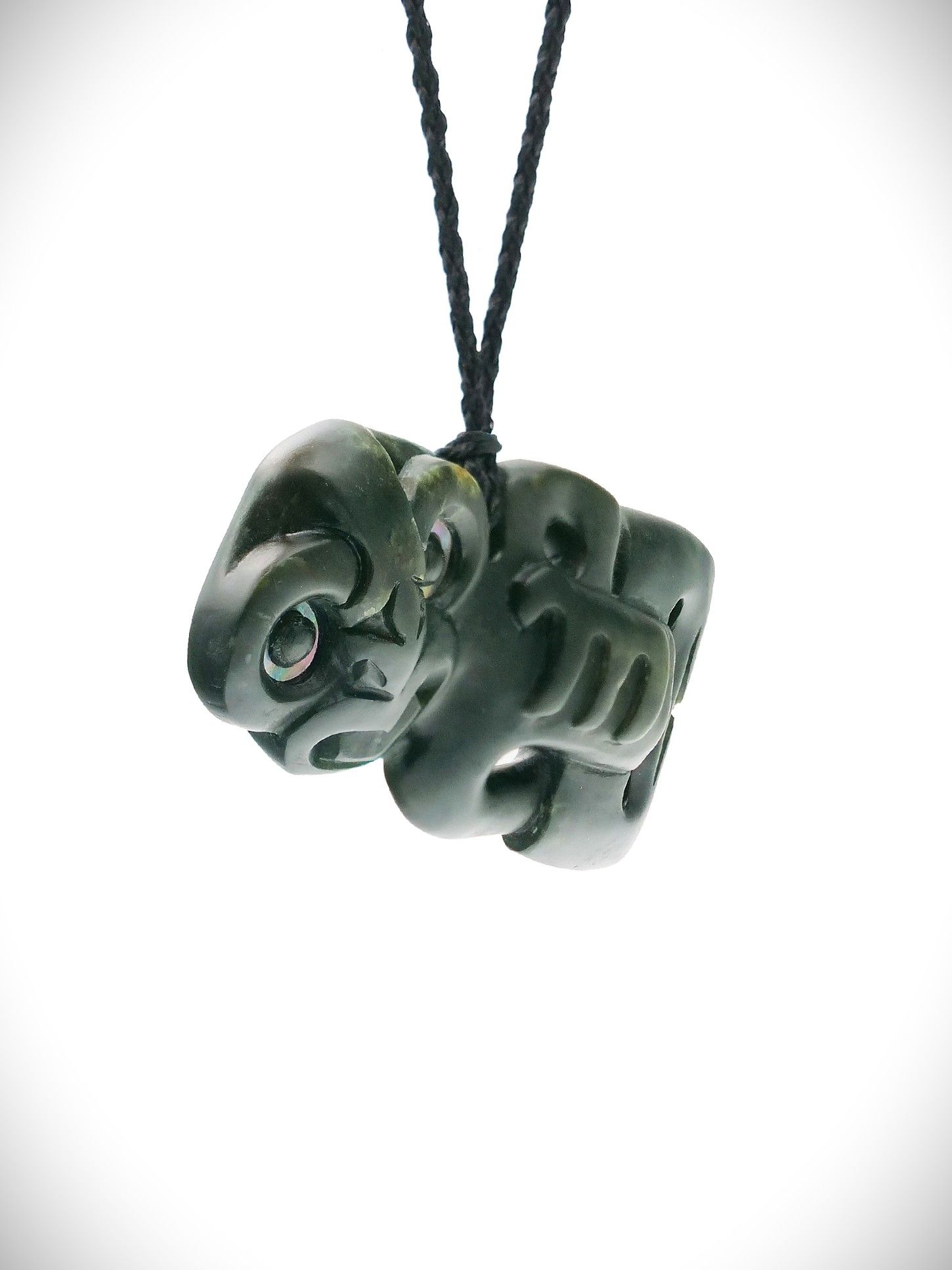 Moko Pounamu Hei Tiki NZ Genuine Kawakawa Greenstone - Waikiekie