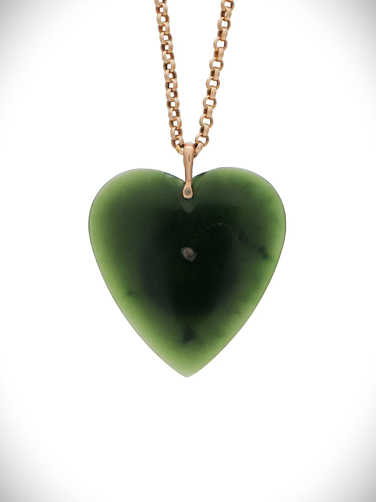 Moko Pounamu Antique Heart NZ Genuine Kawakawa Greenstone and 9ct  Pendant