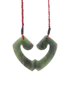 Moko Pounamu and Crusade with Heart Kouma (Breastplate) Genuine NZ Hapopo Greenstone #7 Moko Pounamu and Crusade with Heart Kouma (Breastplate) Genuine NZ Hapopo Greenstone #7