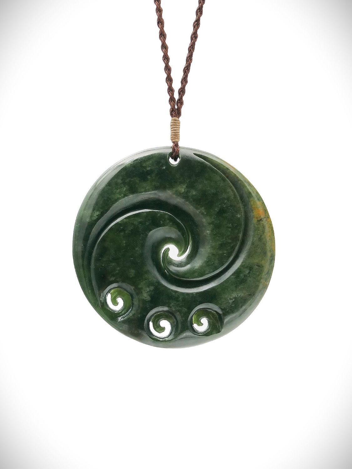 Moko Pounamu Koru NZ Genuine Kawakawa Flower Greenstone - Mokoia