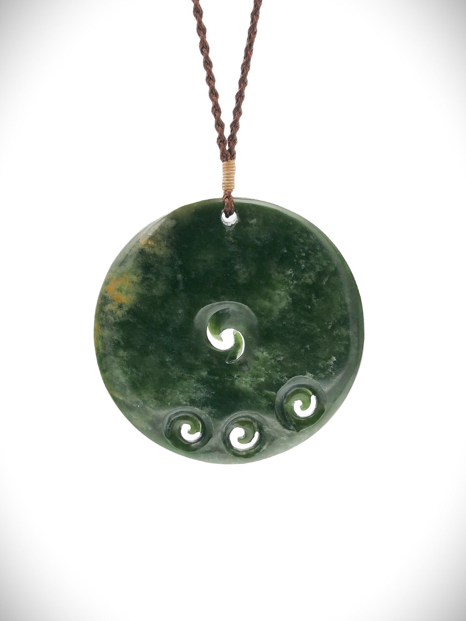 Moko Pounamu Koru NZ Genuine Kawakawa Flower Greenstone - Mokoia