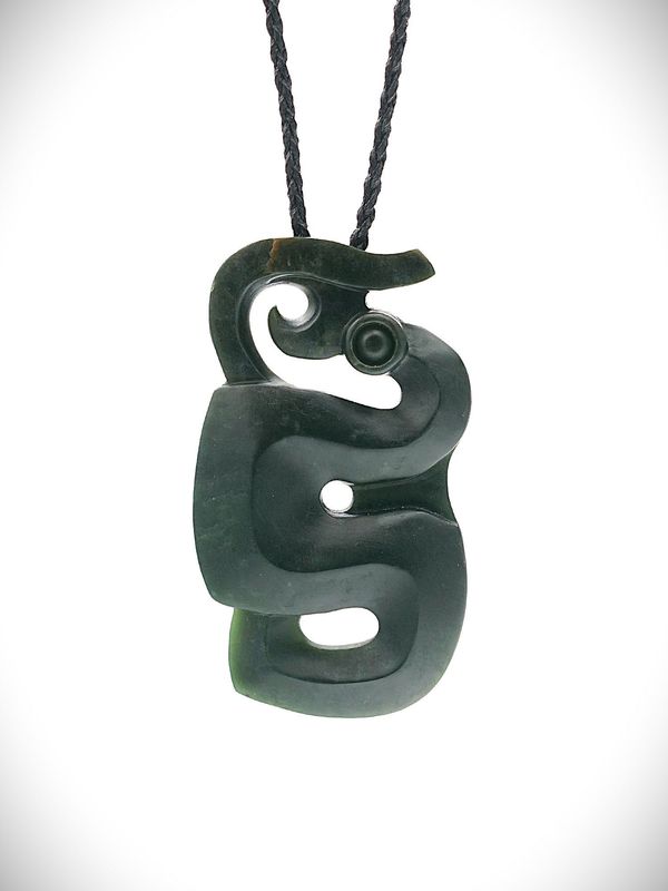 Moko Pounamu Manaia NZ Genuine Kawakawa Greenstone - Ohiora