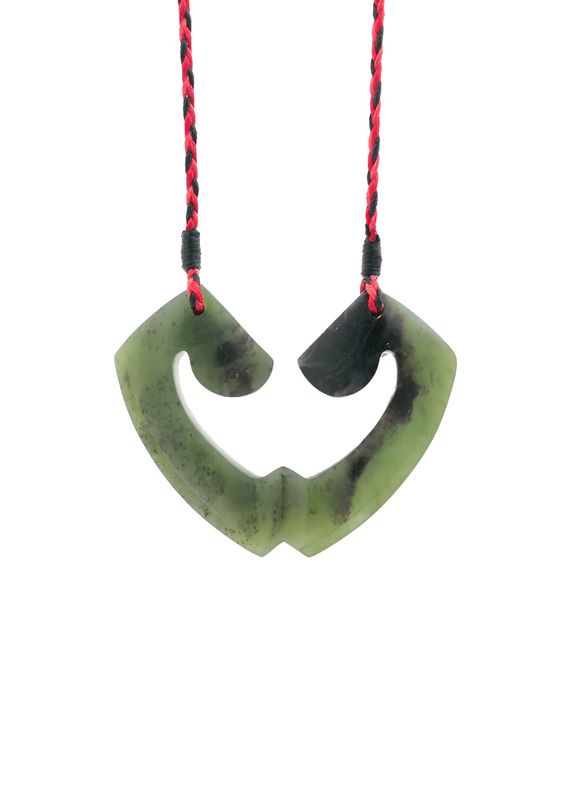 Moko Pounamu and Crusade with Heart Kouma (Breastplate) Genuine NZ Hapopo Greenstone #17