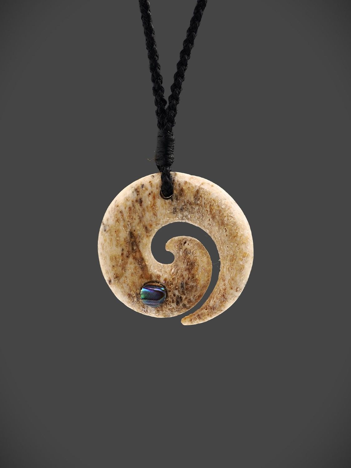 Moko Pounamu Koru Genuine Whale Bone Carving - Tekoa