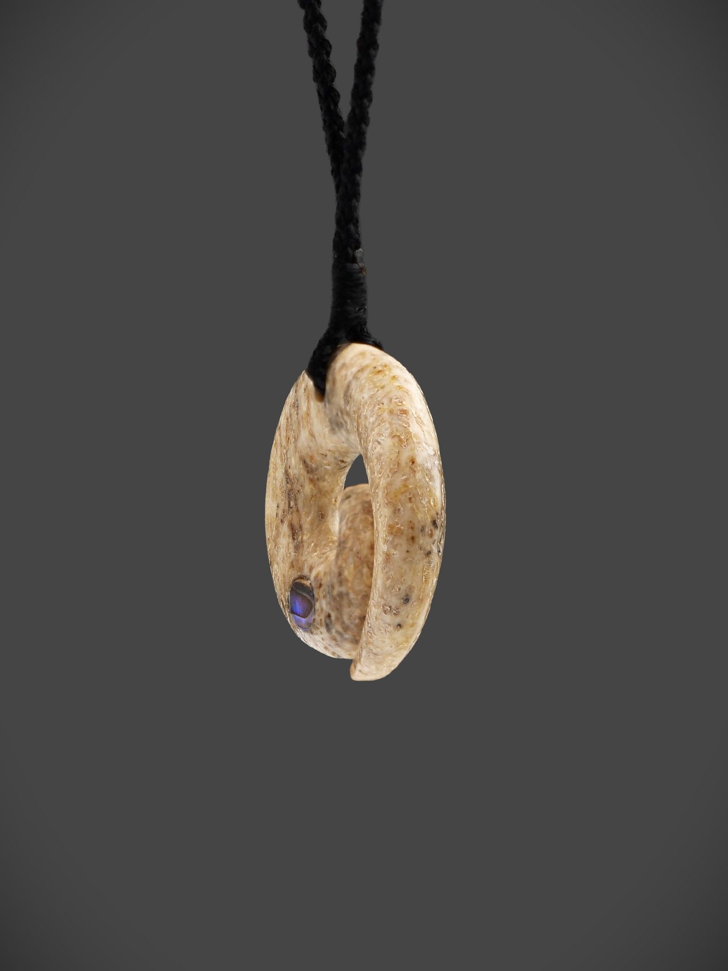 Moko Pounamu Koru Genuine Whale Bone Carving - Tekoa