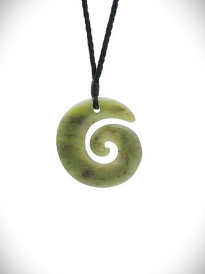 Moko Pounamu Koru NZ Genuine Hapopo Greenstone - Mahoe
