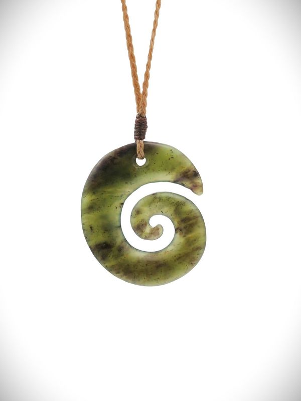 Moko Pounamu Koru NZ Genuine Hapopo Greenstone - Opunake