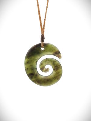 Moko Pounamu Koru NZ Genuine Hapopo Greenstone - Opunake