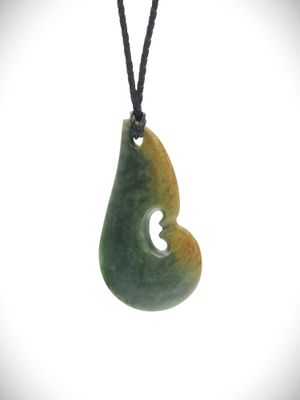 Moko Pounamu Genuine NZ Kawakawa Greenstone Drop - Takitimu Moko Pounamu Genuine NZ Kawakawa Greenstone Drop - Takitimu