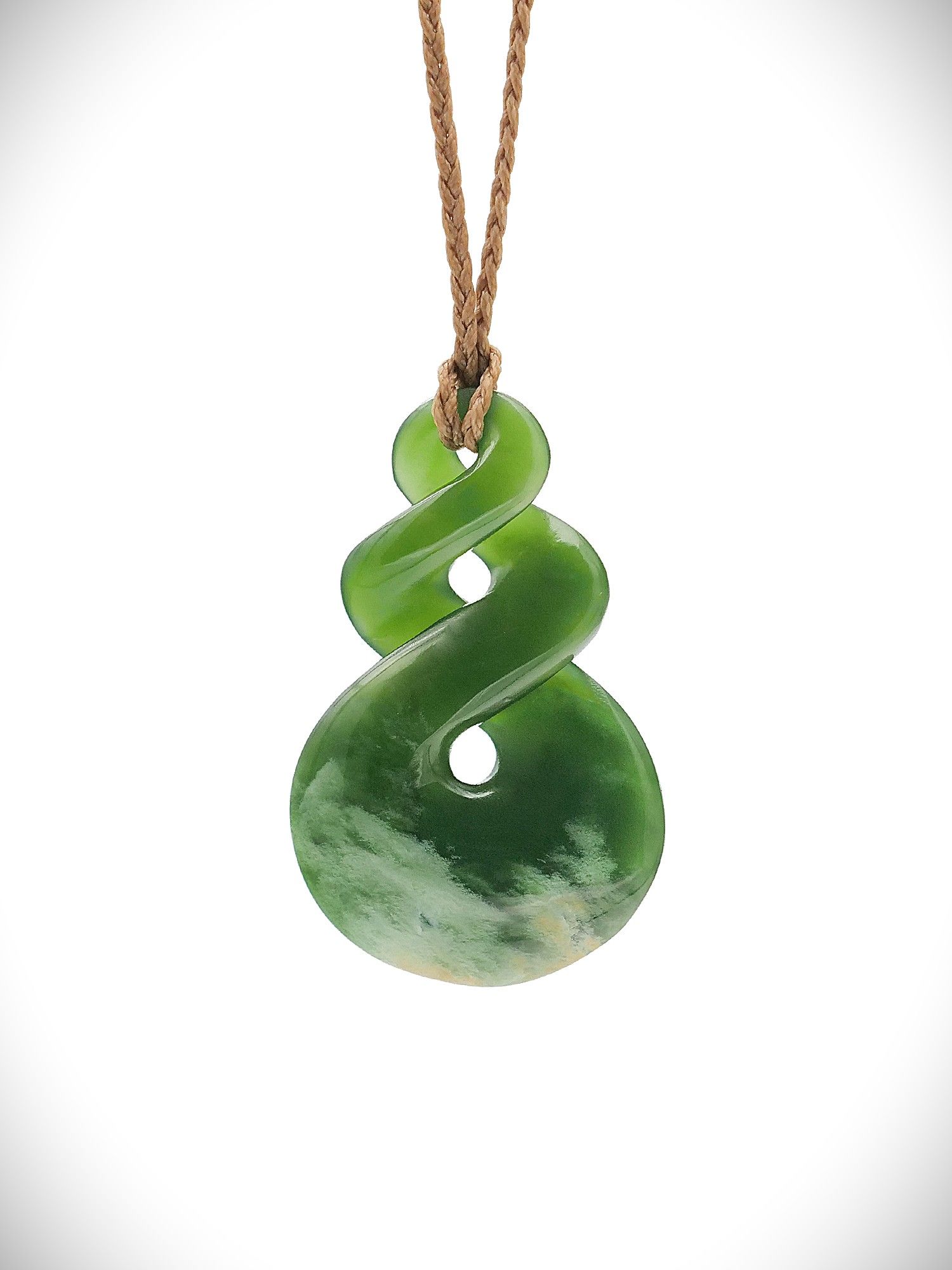 Moko Pounamu Double Pikorua (Twist) Genuine NZ Kahurangi Greenstone - Toa