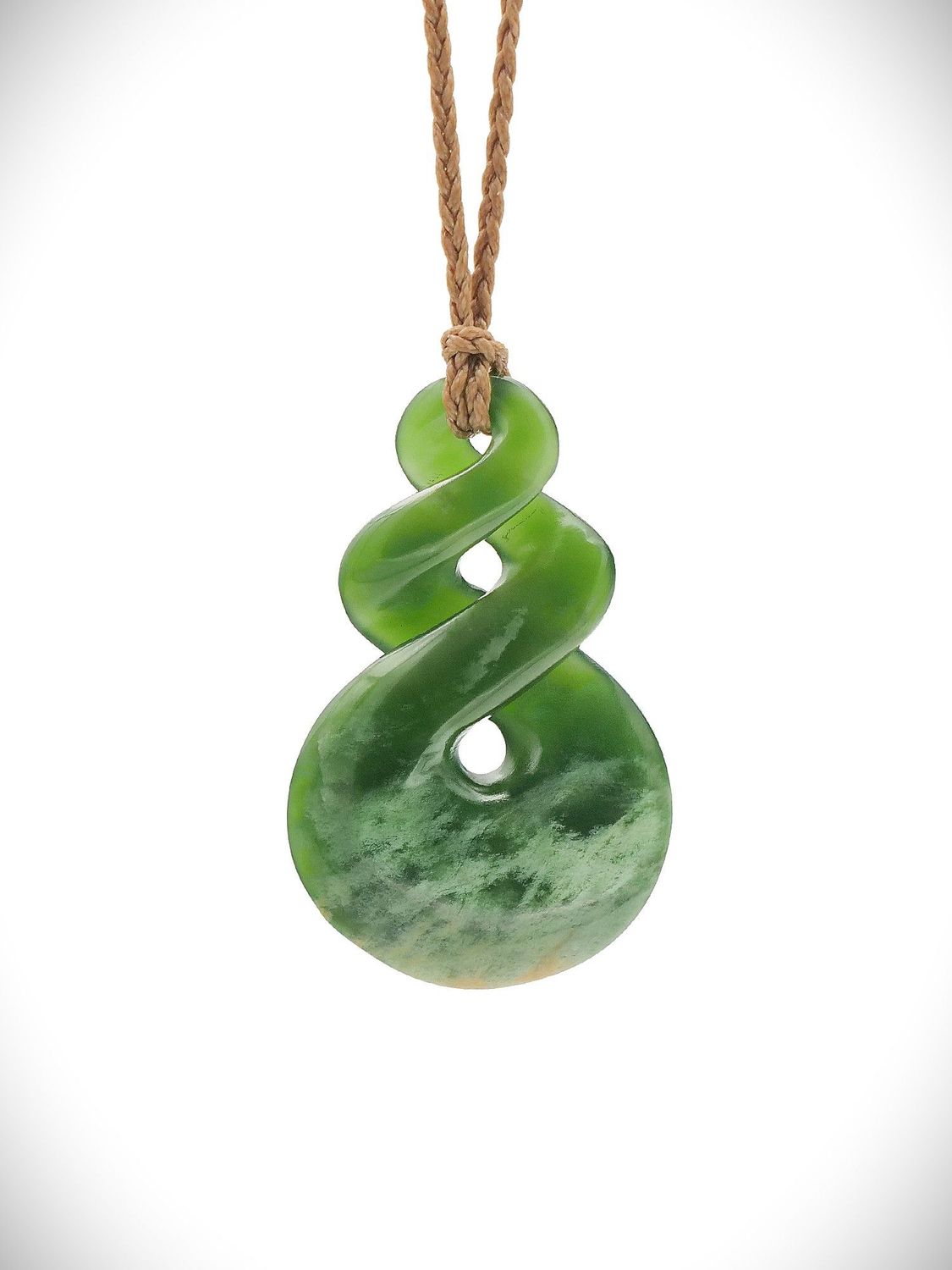 Moko Pounamu Double Pikorua (Twist) Genuine NZ Kahurangi Greenstone - Toa