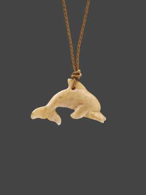 Moko Pounamu Dolphin Whale Bone Carving - Tihi Moko Pounamu Dolphin Whale Bone Carving - Tihi