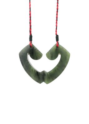 Moko Pounamu and Crusade with Heart Kouma (Breastplate) Genuine NZ Hapopo Greenstone #21 Moko Pounamu and Crusade with Heart Kouma (Breastplate) Genuine NZ Hapopo Greenstone #21