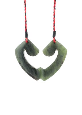 Moko Pounamu and Crusade with Heart Kouma (Breastplate) Genuine NZ Hapopo Greenstone #26 Moko Pounamu and Crusade with Heart Kouma (Breastplate) Genuine NZ Hapopo Greenstone #26