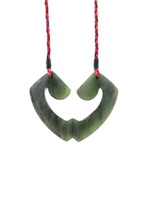 Moko Pounamu and Crusade with Heart Kouma (Breastplate) Genuine NZ Hapopo Greenstone #28 Moko Pounamu and Crusade with Heart Kouma (Breastplate) Genuine NZ Hapopo Greenstone #28