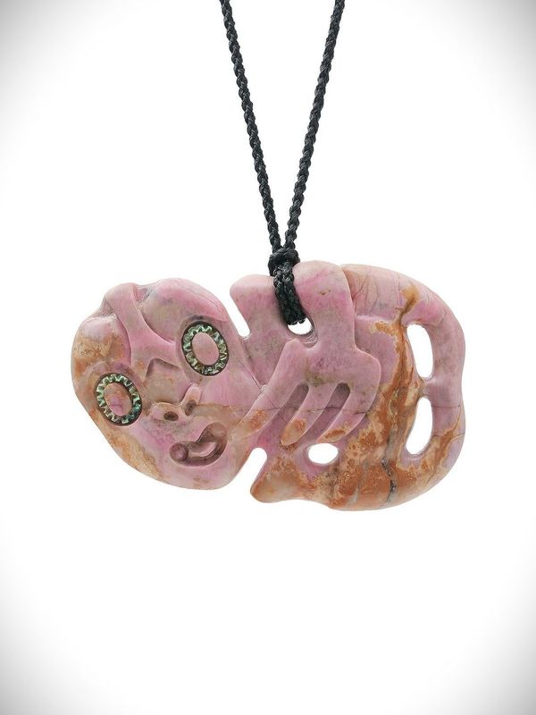 Moko Pounamu Hei Tiki Genuine NZ Rhodonite Stone - Maungarei Moko Pounamu Hei Tiki Genuine NZ Rhodonite Stone - Maungarei