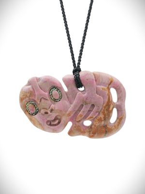 Moko Pounamu Hei Tiki Genuine NZ Rhodonite Stone - Maungarei Moko Pounamu Hei Tiki Genuine NZ Rhodonite Stone - Maungarei
